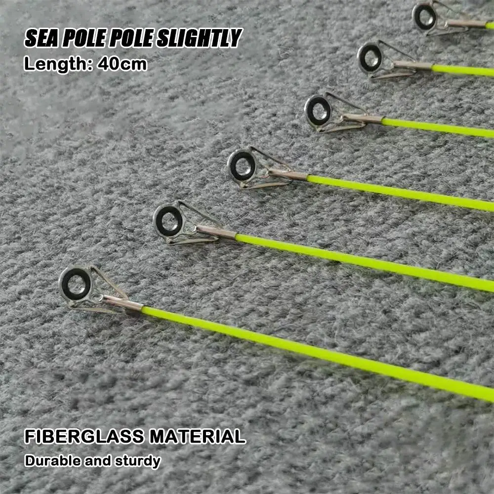 Punta de caña de pescar de repuesto, 5 uds., 40cm, cola de repuesto, piezas de reparación de fibra de vidrio, repuesto de punta de caña de pescar con anillo superior - imagen 5