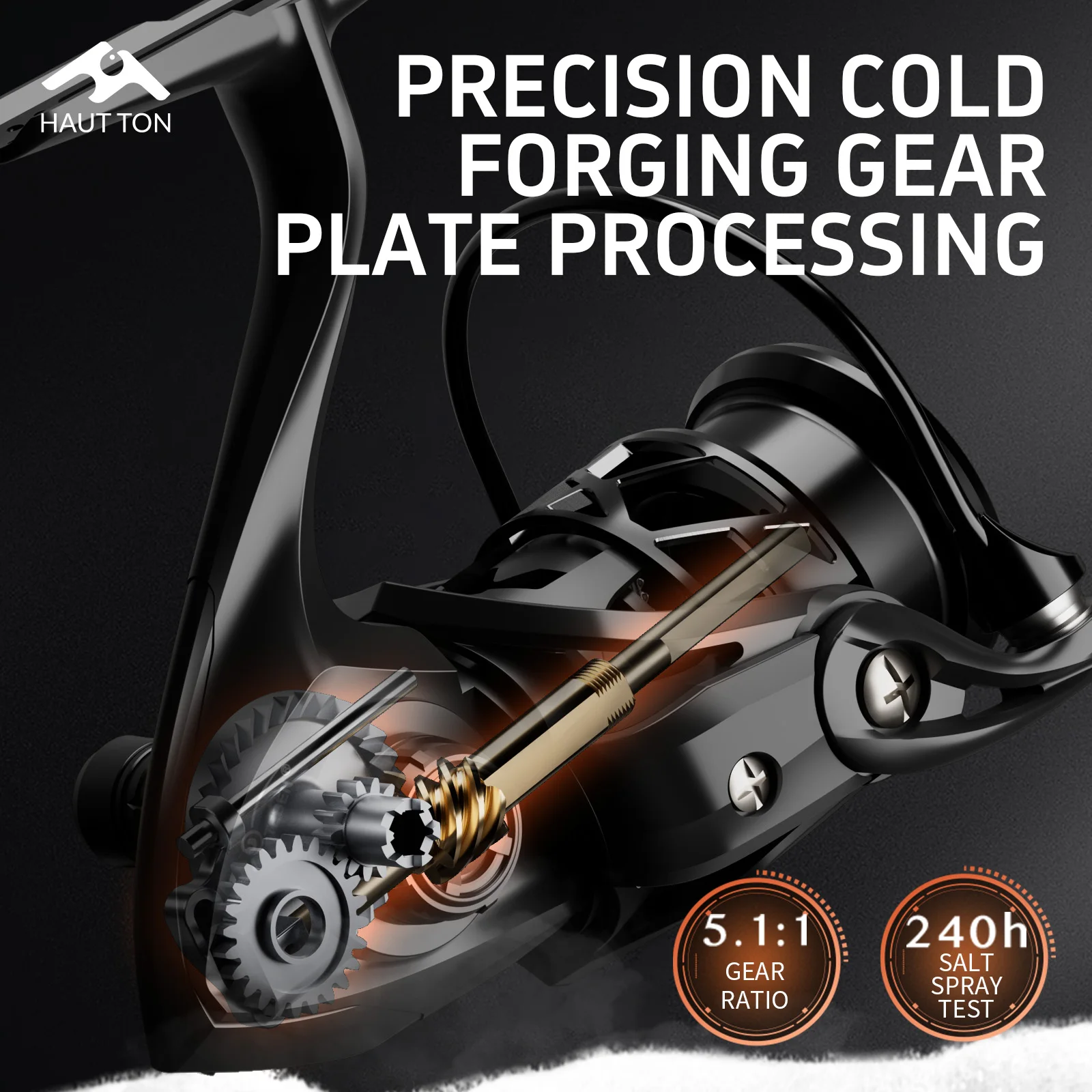 Carrete giratorio de pesca de fibra de carbono ultraligero negro, 5 + 1 rodamientos de bolas lisos, solo serie 1000 115 g, agitador atornillado - imagen 5