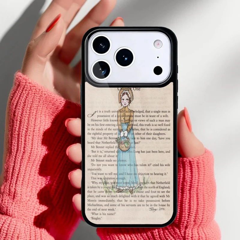 Funda Jane Austen instalada en iPhone - vista de botones y cámara