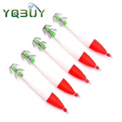 5 uds 10,5 cm/6,3g anzuelo de calamar luminoso de acero inoxidable anzuelo de pesca de calamar de ocho garras