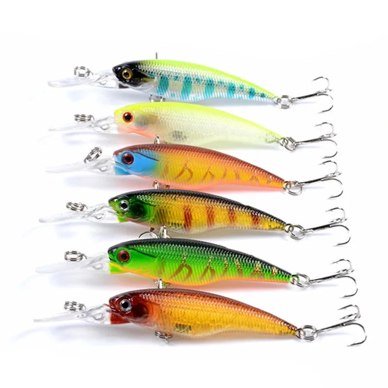 Señuelo de pesca pequeño realista, 8cm, 5,7g, Wobblers de pececillo, cebos duros artificiales, ojos 3D, Crankbait, aparejos de pesca de carpa y lubina, 1 ud. - imagen 5