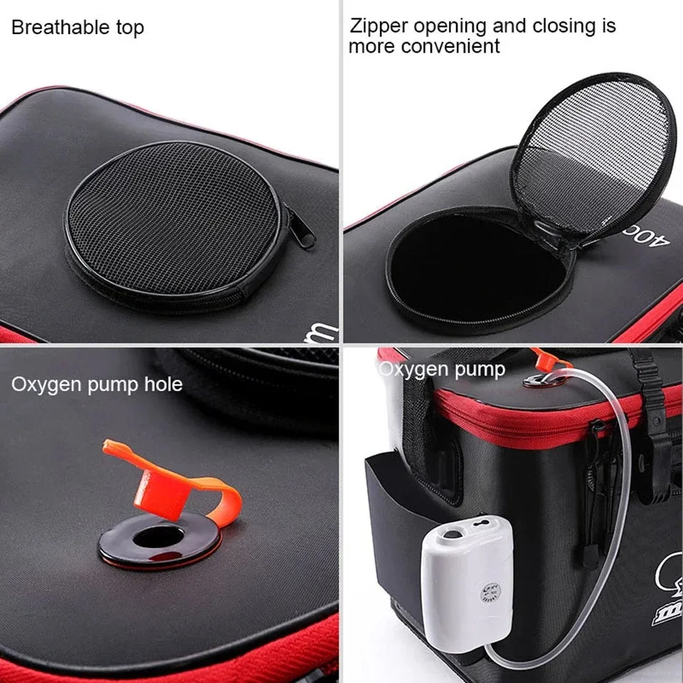 Bolsa de pesca portátil, cubo de pesca plegable, caja de peces vivos, contenedor de agua para acampar, Pan, lavabo, bolsa de almacenamiento de aparejos de pesca - imagen 5