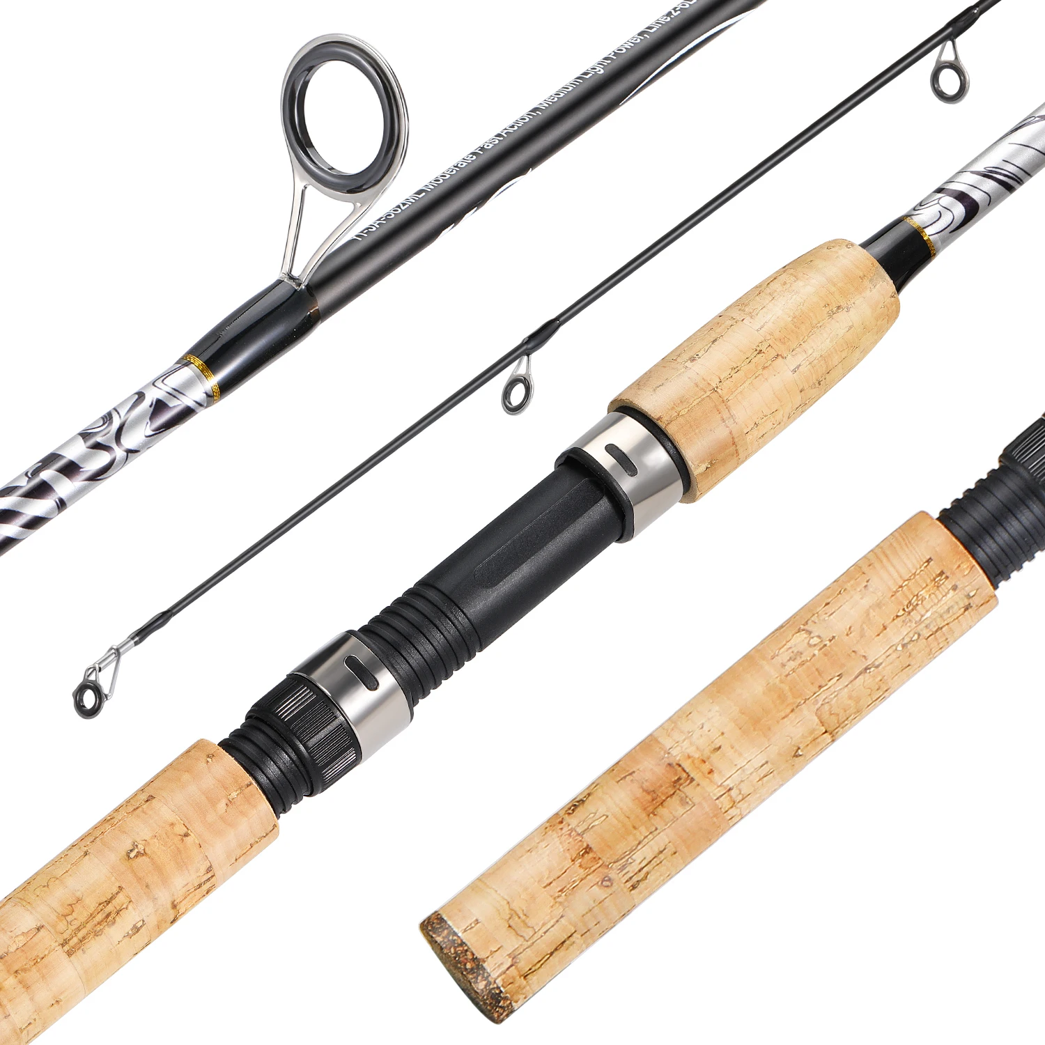 Sougayilang Caña de pescar de 2 secciones Mango de corcho de potencia media Guías de acero Apto para viajes Gran regalo para vacaciones Día del padre - imagen 2