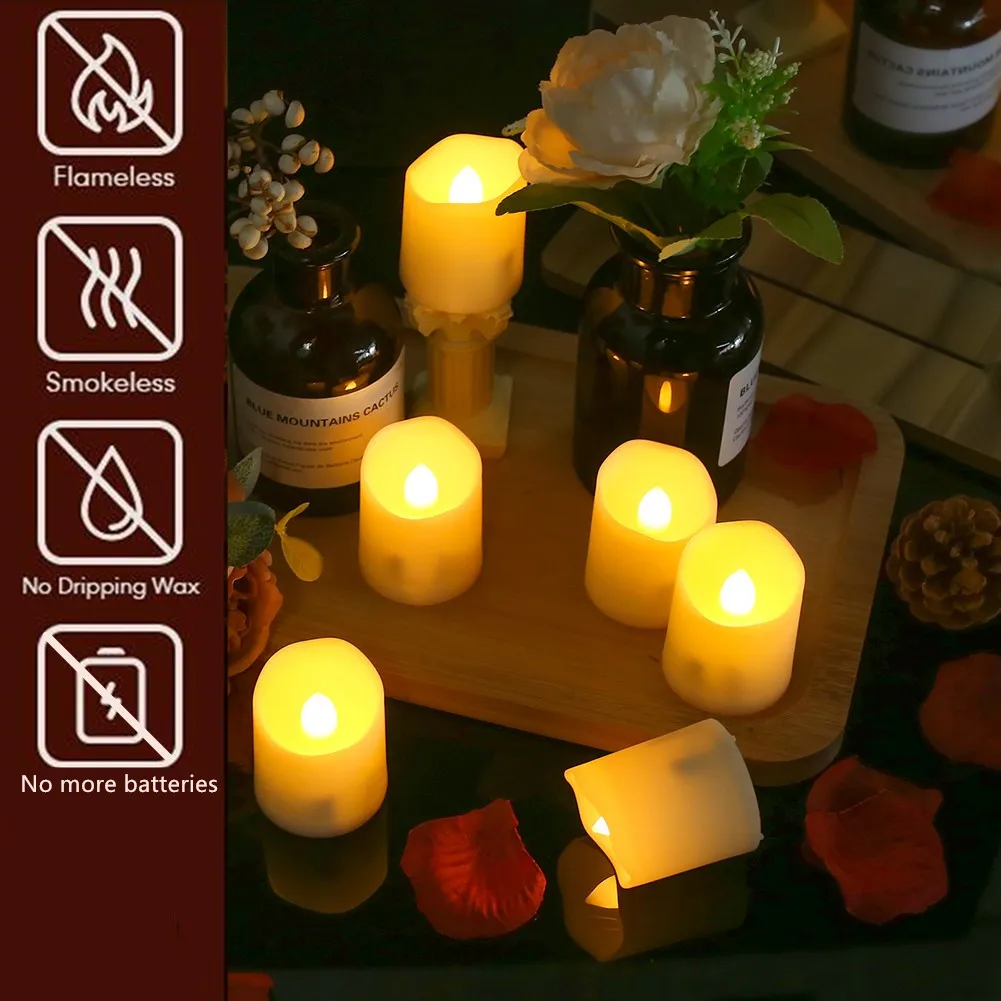 Velas LED recargables con temporizador USB, llamas parpadeantes remotas, velas de boda, decoración del hogar de cumpleaños, lámpara de vela con cargador - imagen 2