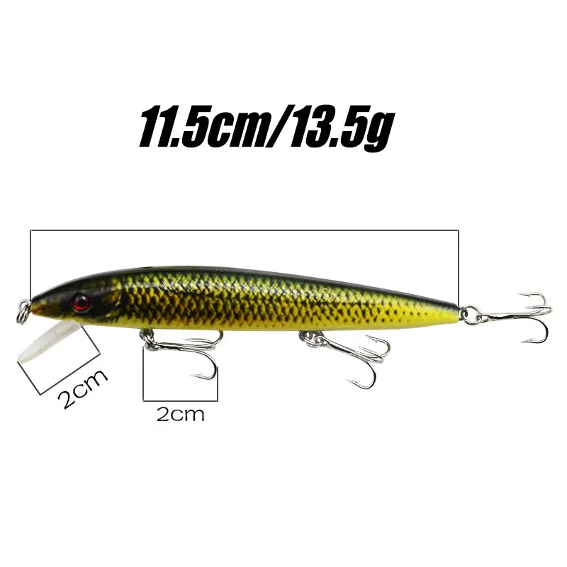 Señuelo de Pesca, 11,5 cm, 13,5g, impresión 3D, pececillo de plástico Wobbler Swimbaits Isca, cebo duro Artificial, aparejos de Crankbait para lubina, 1 ud. - imagen 2