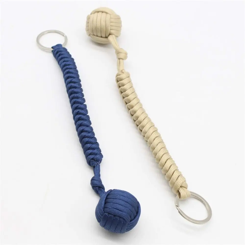 Paracord llavero de supervivencia con bola de acero y puño mono