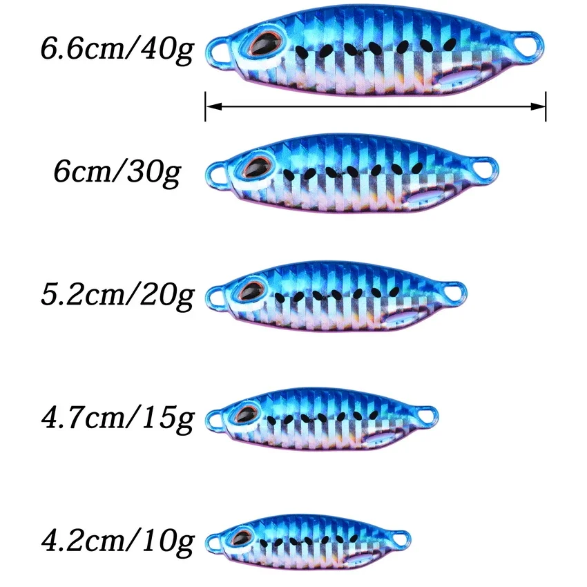 7 unids/set micro Jigging de fundición lenta cuchara de Metal 10/15/20/30/40g VIB Jigs señuelo de pescado pilker pesca cebo Artificial de mar - imagen 4