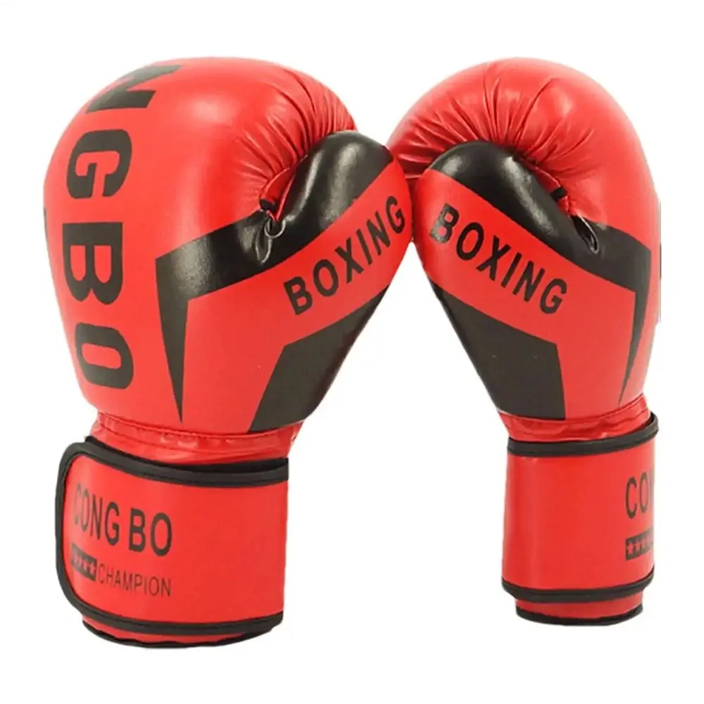 1 par de guantes de boxeo transpirables para niños de cuero PU Muay Thai MMA punzonado Karate guantes de boxeo para niños guantes de entrenamiento de 6oz - imagen 5
