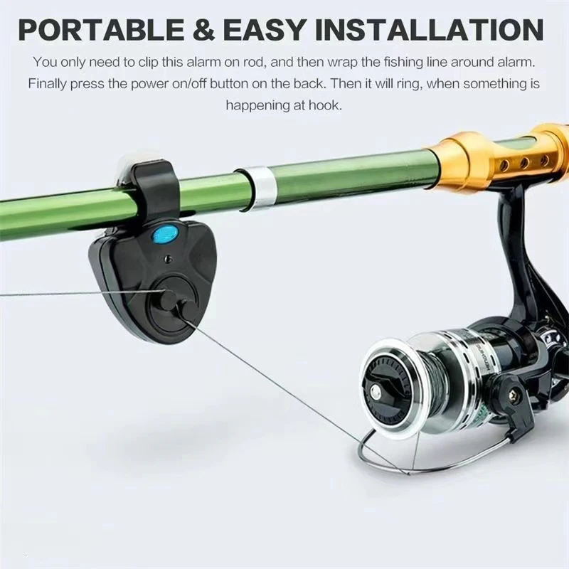 Alarma de pesca con luz LED, alarma portátil para morder carpa, línea de pesca, indicador de alerta de engranaje, amortiguador, caña de pescar, alarma fuerte, río, mar, océano - imagen 4