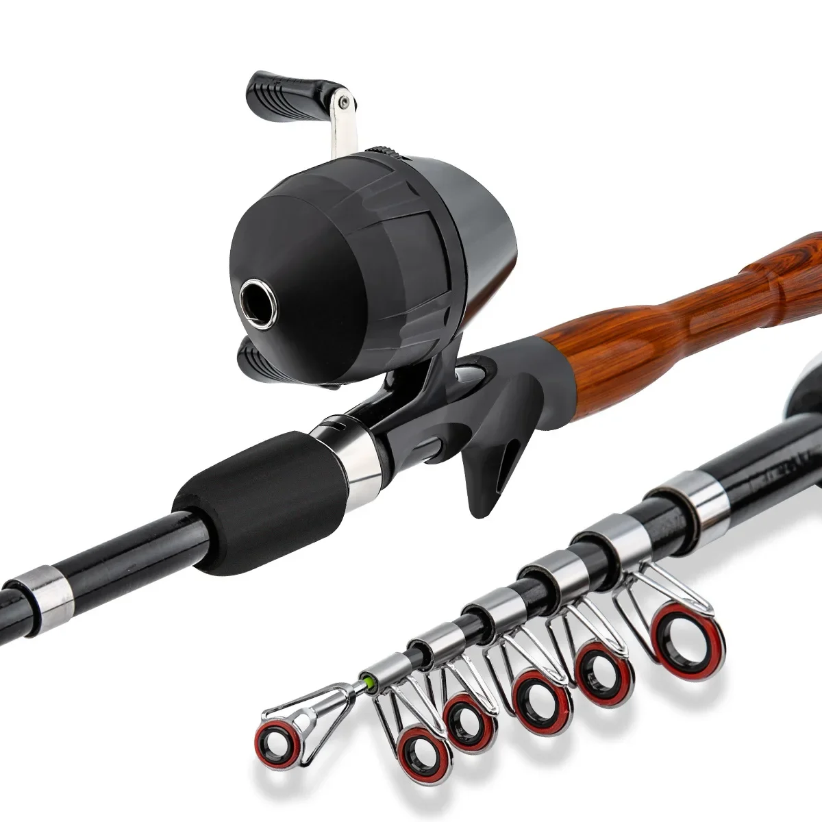 Caña de Luya telescópica portátil, Mini caña de pescar ultracorta de 1,3 m, pequeña caña de mar, juego de boca de caballo, equipo de pesca, carrete de pesca - imagen 4