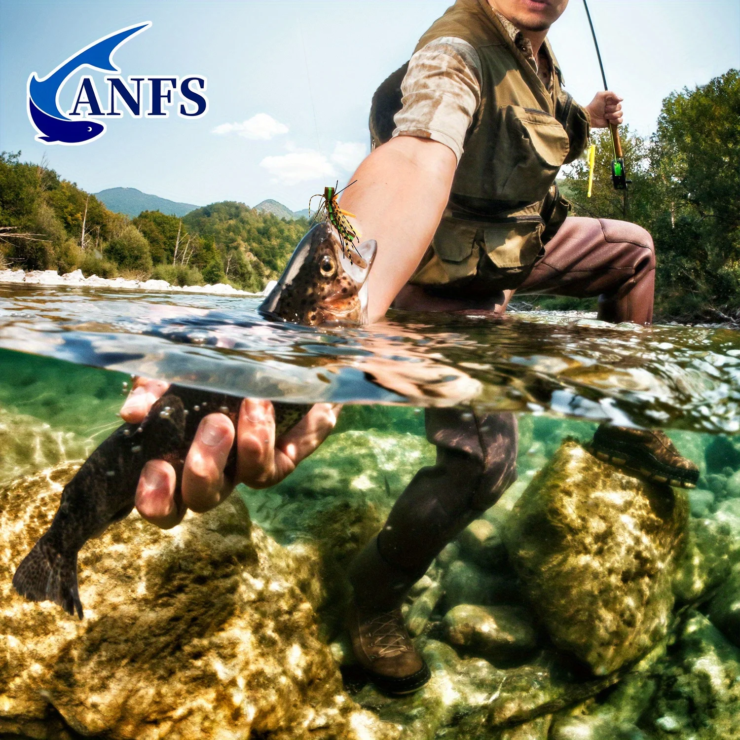 ANFS 4 unids/caja tolva de hierba señora araña espuma moscas secas pesca con mosca flotante espuma sándwich Hoppers Señuelos de pesca para Lucio, lubina - imagen 4