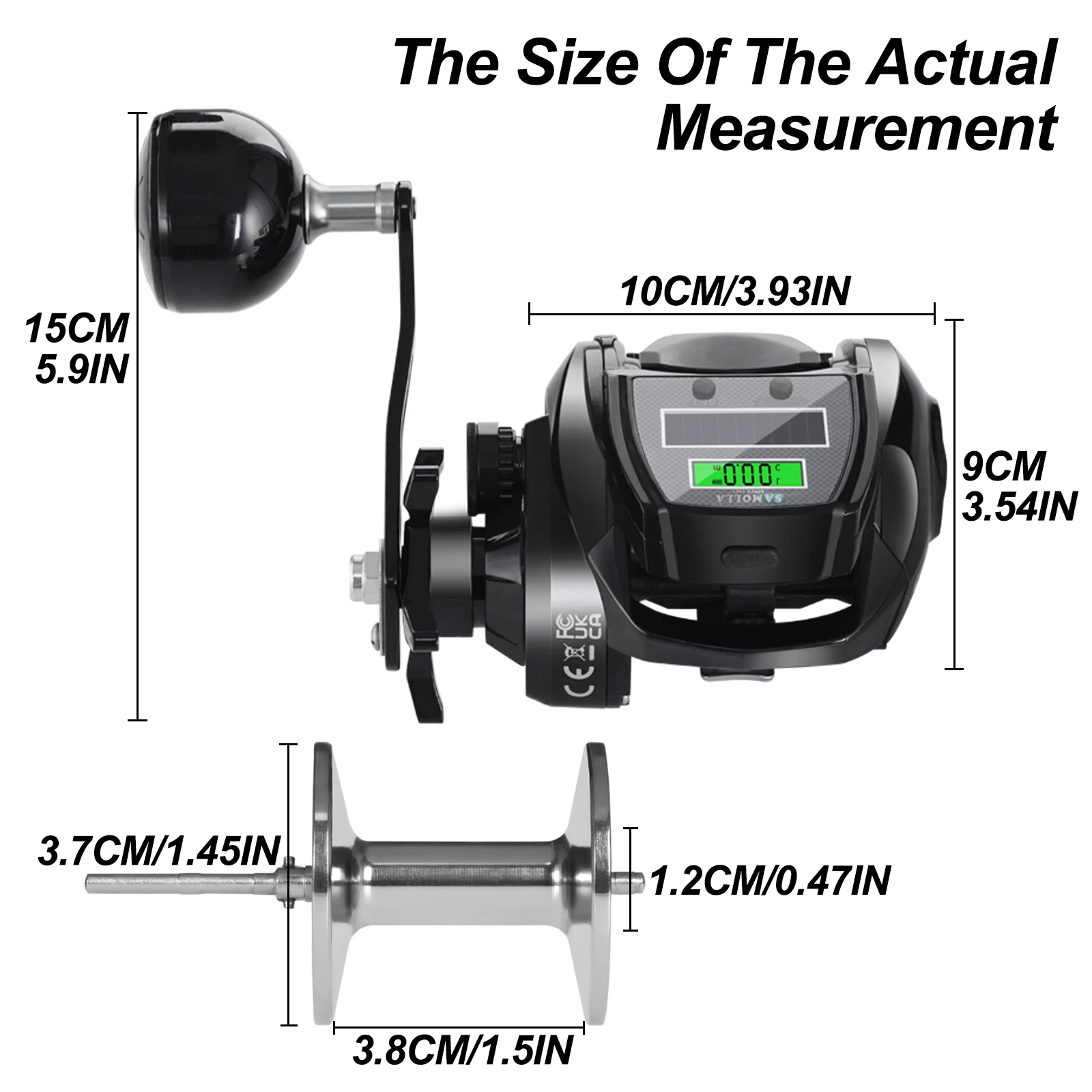 Nueva rueda de pesca electrónica de gran tamaño, relación de velocidad 6,4:1, resistencia de 16KG, carga Solar + USB, rueda de pesca duradera resistente al agua - imagen 3