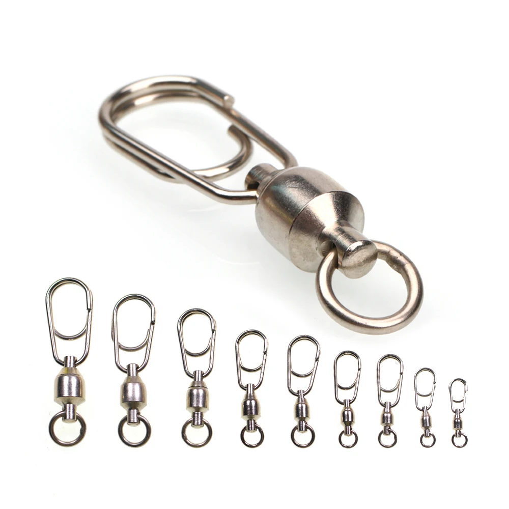 10 piezas/20 piezas # 0 - # 8 rodamientos giratorios con conector de señuelo de anzuelo a presión de acero inoxidable accesorios de pesca de agua salada