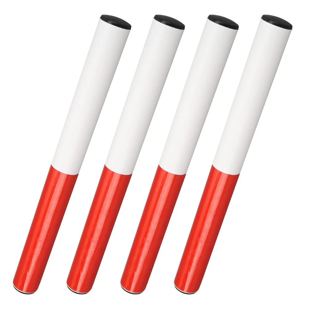 Bastón de relevo deportivo de PVC, 4 unidades, rojo y blanco, 31 cm, bastón de atletismo para pista y campo, para exteriores