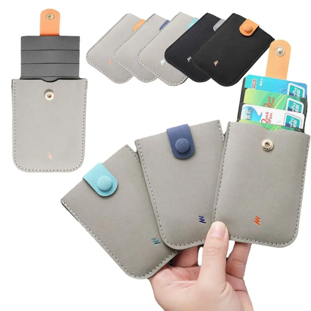 Cartera para tarjetas oculta laminada de cuero PU creativa, extraíble, tipo 4 bolsillos para tarjetas, tarjetero de visita, monederos con bloqueo RFID para mujer