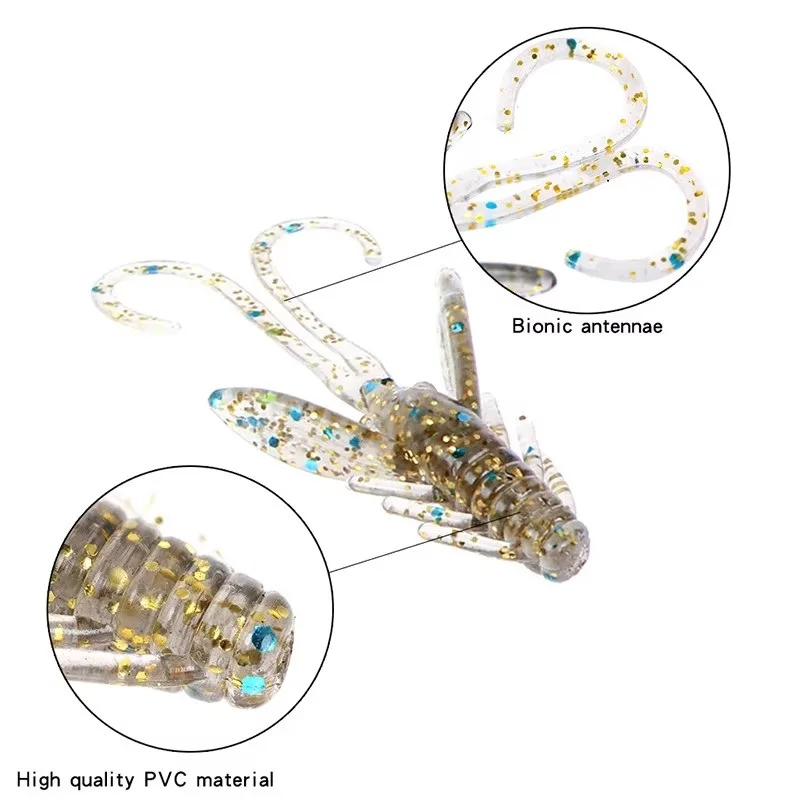 NGB 20 piezas Señuelos de pesca blandos 4CM sabor a camarón Crankbait gusanos cebo Artificial Wobbler aparejos de pesca - imagen 5