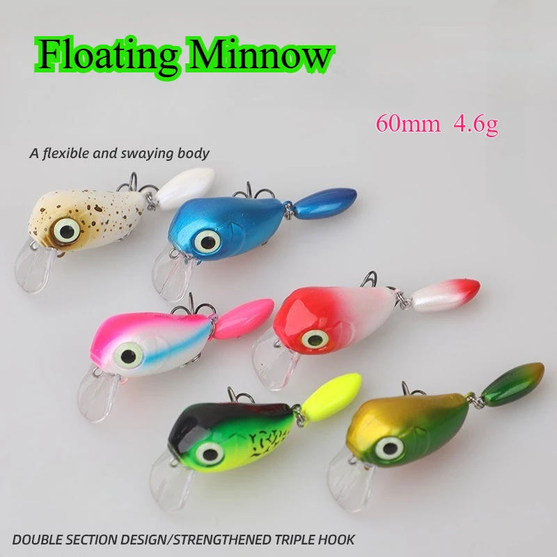 Señuelo de Pesca Testar 60mm 4,6g pececillo flotante Wobblers artificiales Crankbait placa de lengua cebo Spinner cuchara para Pesca de trucha lubina - imagen 3