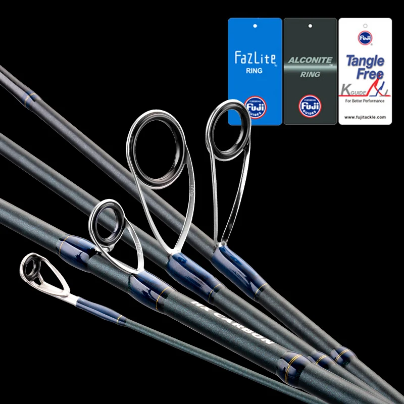 PURELURE-caña de pescar giratoria con mango de corcho, caña de pescar de lanzamiento largo de alto carbono, accesorios FUJI, más carrete giratorio - imagen 2