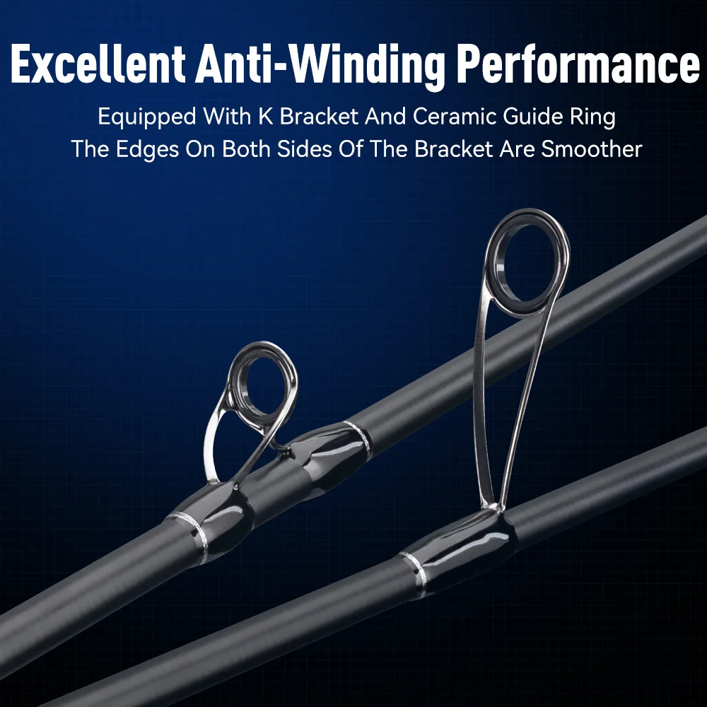 Kingpro-cañas de pescar de carbono Serie 2, M, ML, L, potencia MF, acción 1,8 m, 1,98 m, 2,1 m, caña de señuelo de fundición giratoria, 2 secciones - imagen 4