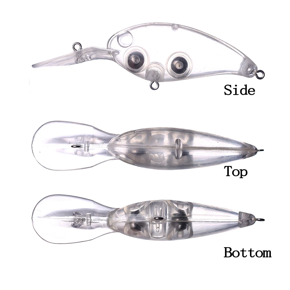 Chan'sHuang-Cebo en blanco 20 piezas sin pintar, sonajeros flotantes transparentes, Crankbait, señuelo de pesca Artificial hecho a mano, 10cm, 13,4g - imagen 3