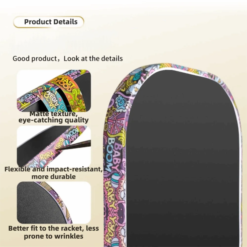 Pegatina de borde de raqueta de Pickleball de 16mm, estilo Graffiti, absorción de impacto, marco de raqueta de Pickleball, cinta protectora duradera - imagen 4