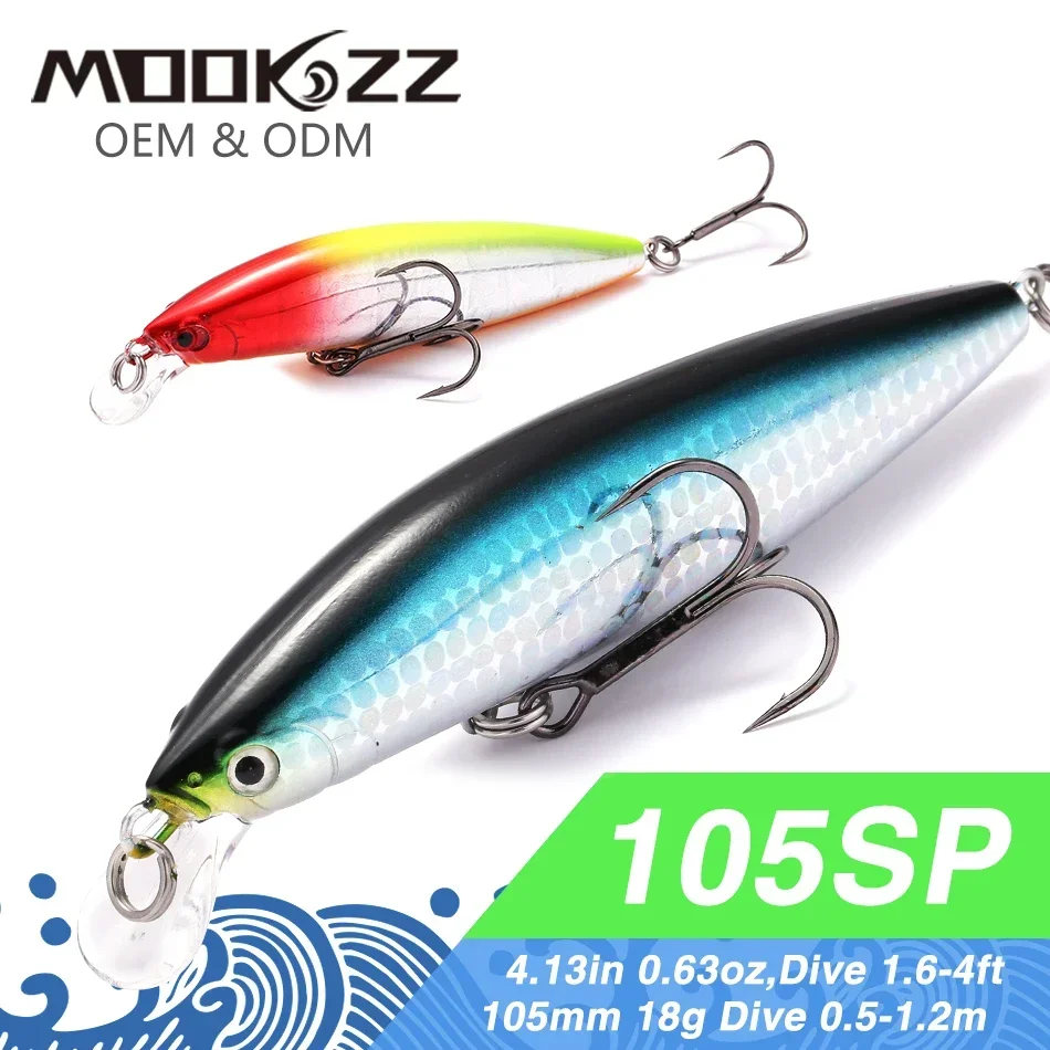 105mm 18g MOOKZZ Mejor Precio Suspensión Minnow RiprizerJerking cebo Señuelos de Pesca cebos artificiales aparejos
