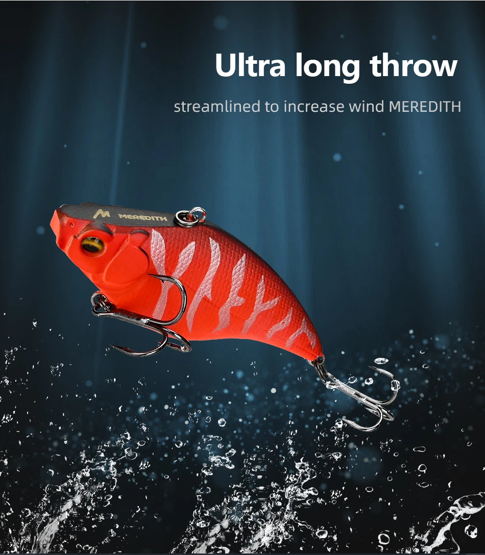 Señuelo MEREDITH VIB mostrando sus ojos 3D brillantes y anillas reforzadas