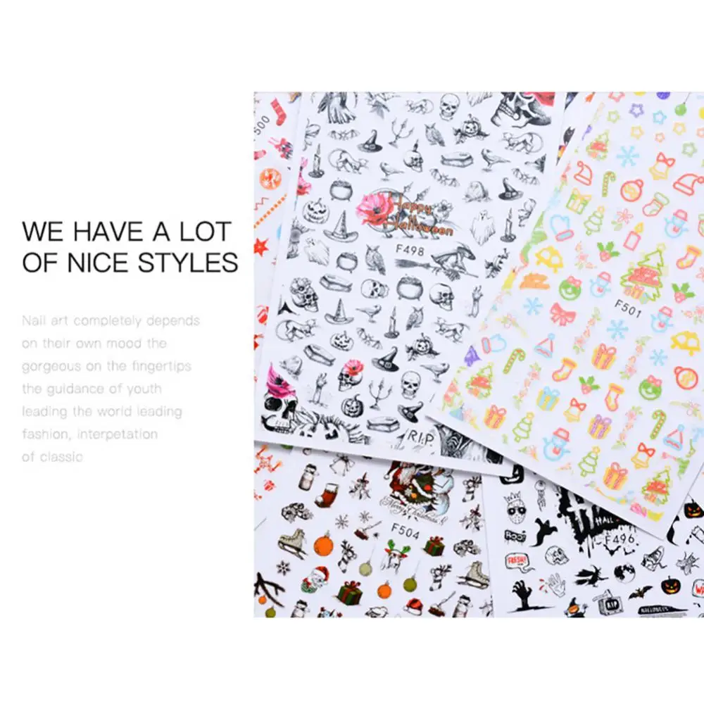 Pegatinas para uñas con temática navideña, calcomanías para decoración de uñas de Halloween, Accesorios de belleza para uñas - imagen 2