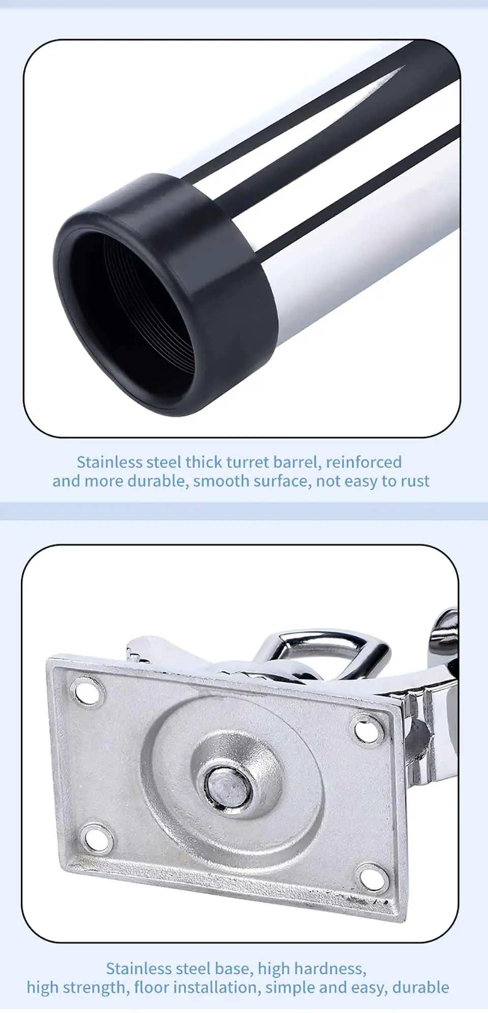 Durabilidad mejorada y facilidad de instalación con una base de acero inoxidable pulido