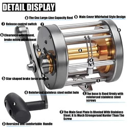 OUYALINE carrete acero inox 50W freno aluminio pesca profunda