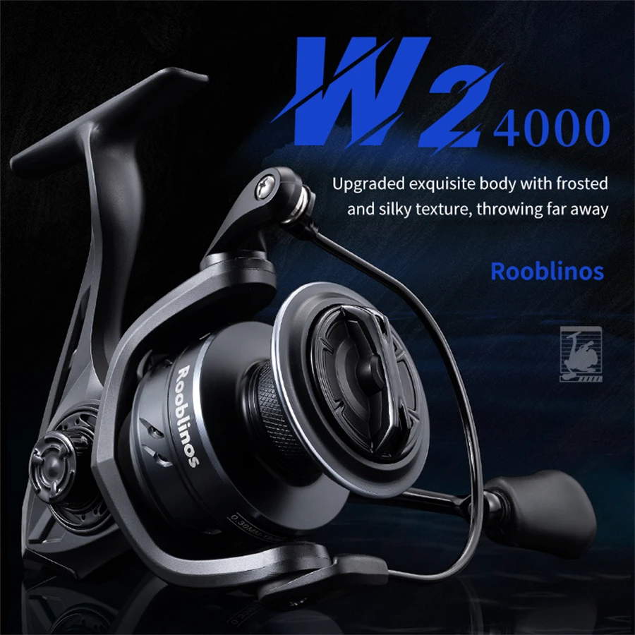 Carretes giratorios Rooblinos W2 de Metal ultraligero, relación de engranaje 5,2: 1, carretes de pesca de arrastre máximo de 17kg para agua salada o dulce - imagen 2