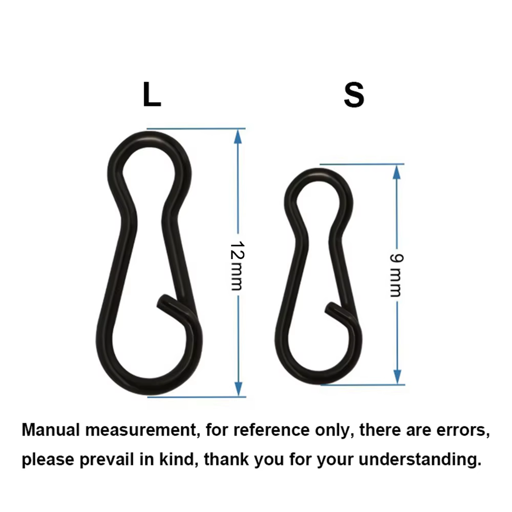 50 unids/pack Pesca Snap Clip de Pin de acero inoxidable negro mate depósito europeo accesorios de grupo de Pesca de carpa aparejos herramienta Pesca - imagen 4