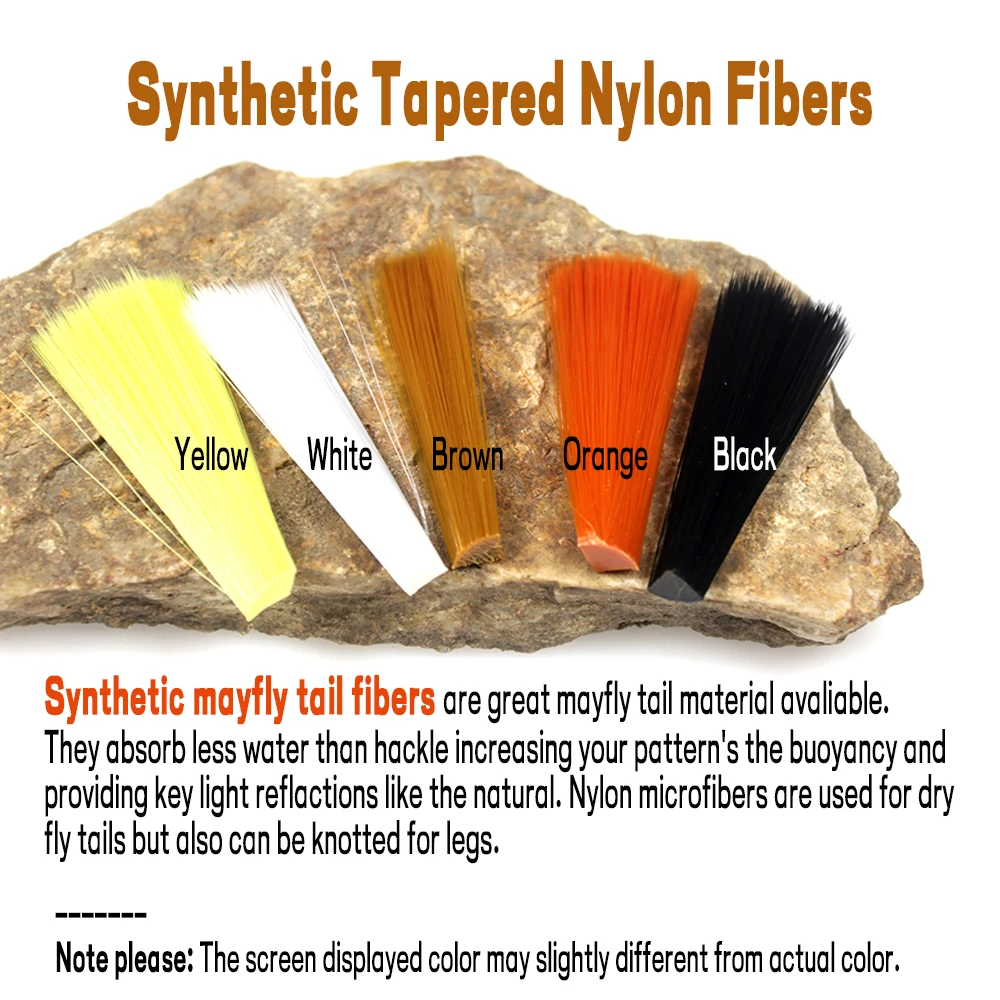Paquete de 2 fibras de nailon sintético cónico para mosca seca, Material rígido para atar colas de Mayfly, microfibras de Hi-Float, alas de mosca seca - imagen 3