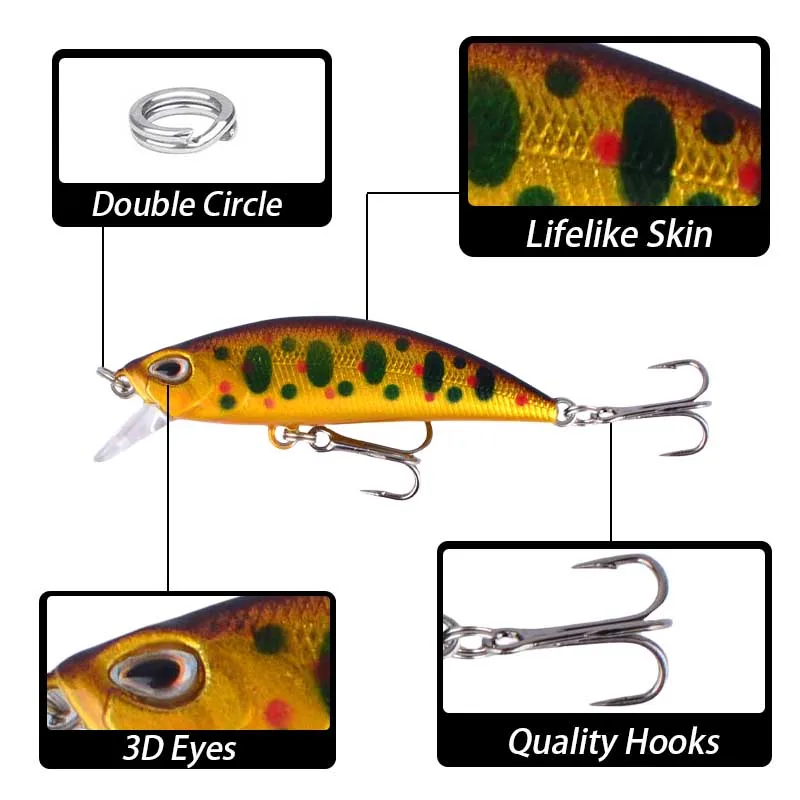 Señuelo de pesca Minnow, Micro Wobblers, aparejos Micro hundimiento, Jerkbait, cebo duro Artificial, agua dulce, trucha, lubina, 1 ud. - imagen 2