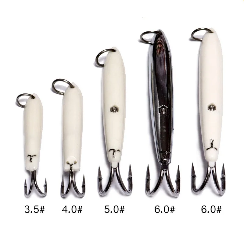 Señuelo de pesca con anzuelos dobles de acero inoxidable, gancho de garra de cuerpo de plástico para pesca en aguas profundas, línea de alambre, atún, caballa, salmón, trucha
