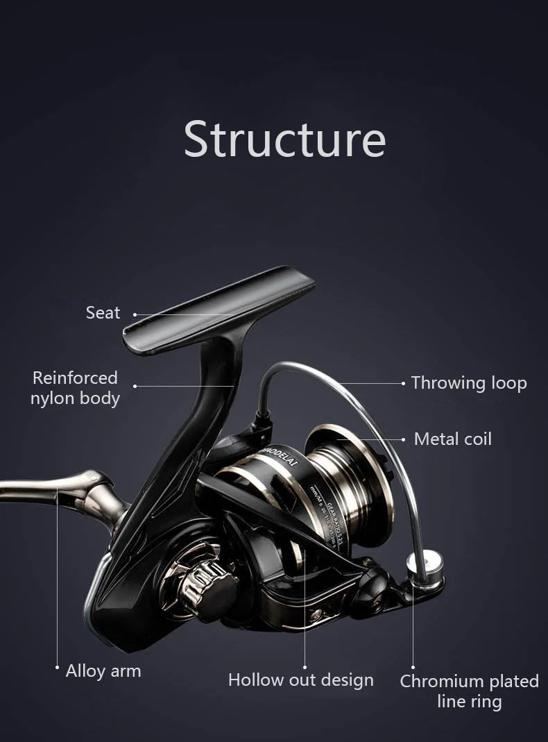 Carrete de pesca NX Serie 2000-7000, bobina de Metal para lanzar señuelos al aire libre, agua salada, Universal, 3BB Max drag 8kg - imagen 4