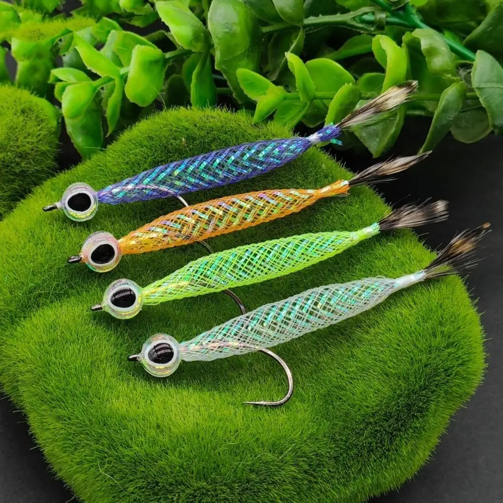 Señuelos de pesca con ojos de pez 3D, 4 Uds., gusano, trucha, hundimiento rápido, Mylar, pececillo, moscas, tubo Flash, ojos 3D, tubo Flash, señuelos realistas - imagen 3