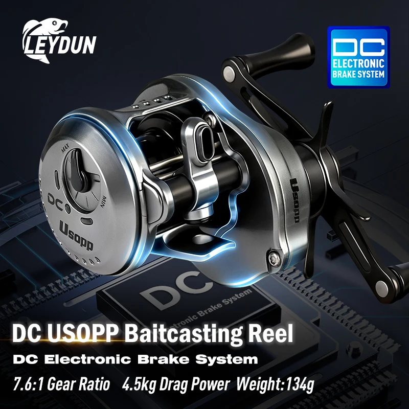 Carretes de Baitcasting Leydun DC Usopp 7,6:1 relación de engranaje 134g ultraligero 4,5 kg potencia de arrastre carrete de pesca Baitcaster aparejos