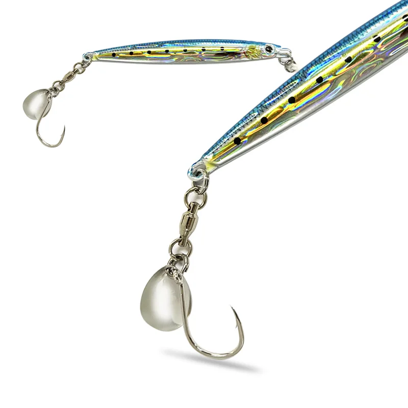 ZYZ-anzuelos de Metal para pesca, anzuelos reflectantes giratorios de 360 °, 2 piezas, emparejados con Fakebait, agua salada, barco, curricán - imagen 5