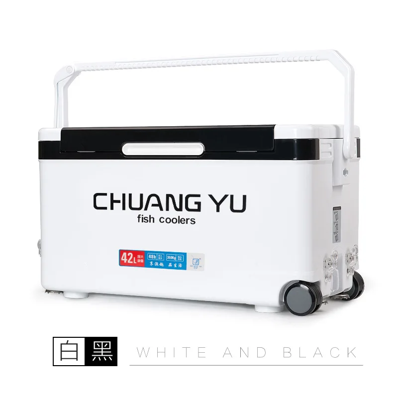 Enfriador de caja de hielo para pesca de 42L, caja de almacenamiento multifuncional para agua dulce y salada, caja de juego completo de aparejos de pesca, cajas de herramientas para taburete de pescado - imagen 2