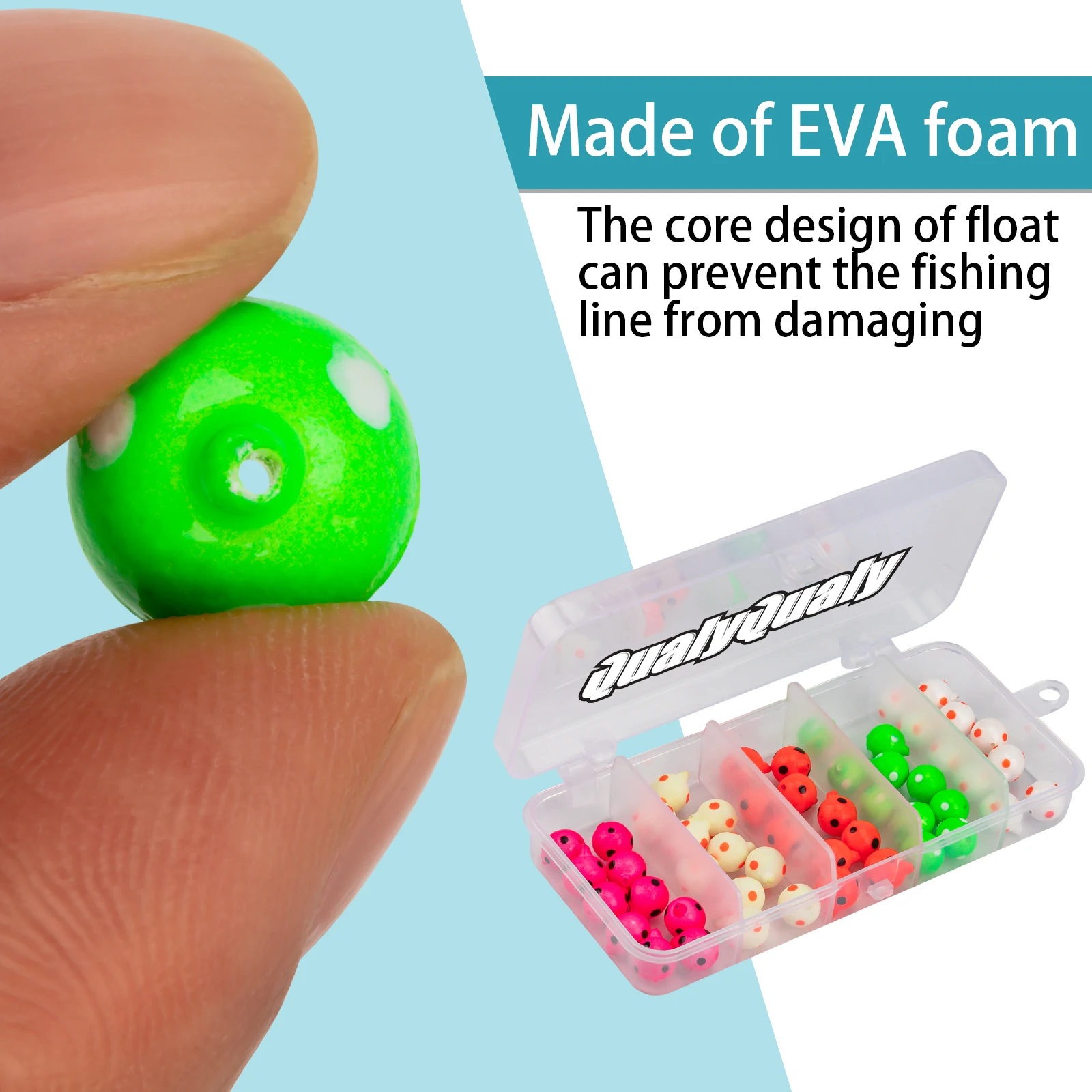 50 Uds. Cuentas de pesca de 6mm, 8mm y 10mm, forma redonda luminosa, frijoles espaciales de pesca, cuentas de espuma EVA para aparejos de Texas Carolina, accesorios - imagen 5