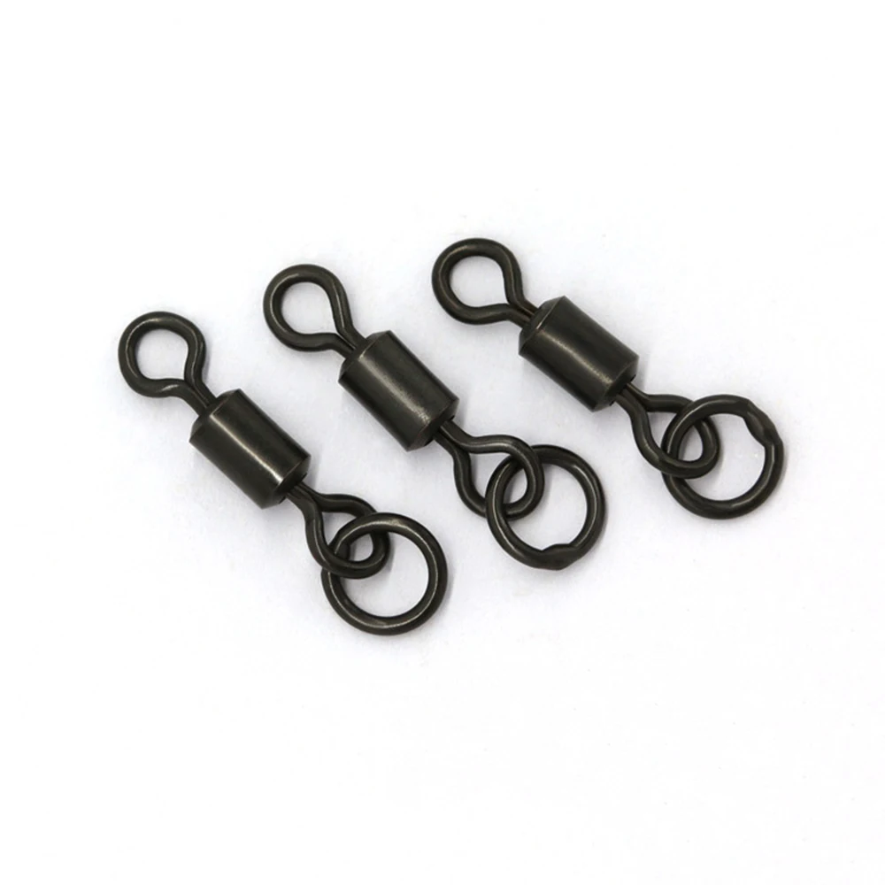 50 Uds. Giratorio con anillo Pesca de carpa Micro gancho negro mate hielo aparejos de Pesca de invierno suministros accesorios equipo Pesca - imagen 2