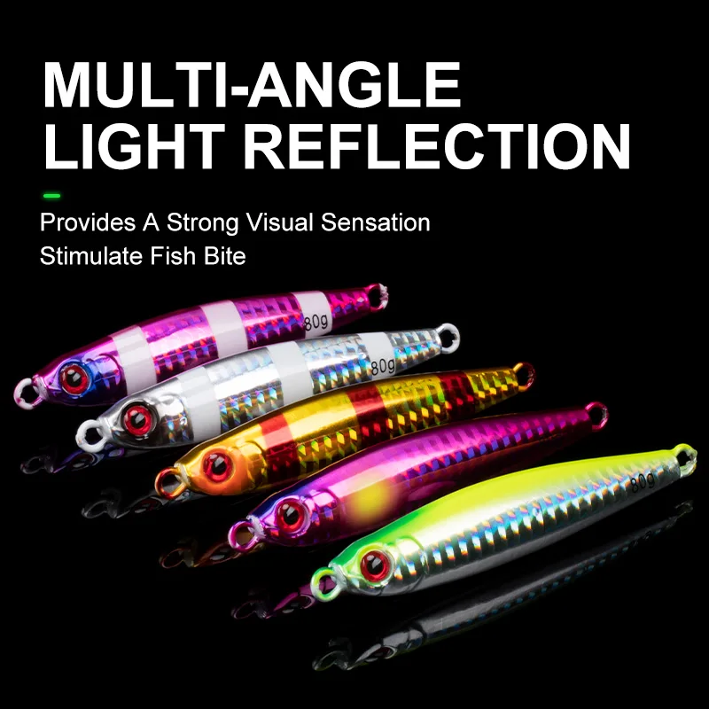 OBSESSION J119-señuelo de pesca Jigging, cebo de Metal luminoso, 60g, 80g, para barco de aguas profundas - imagen 4