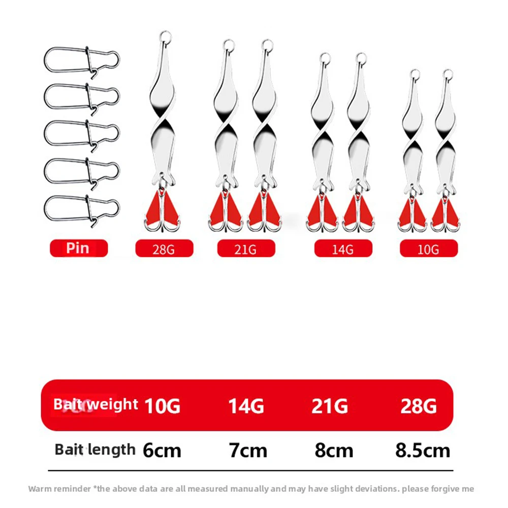 Combinación de 10g, 14g, 21g, 28g, espiral giratoria, cucharas largas fundidas, señuelo de pesca, tornillo giratorio, cebo de Jigging de Metal con rotación - imagen 3