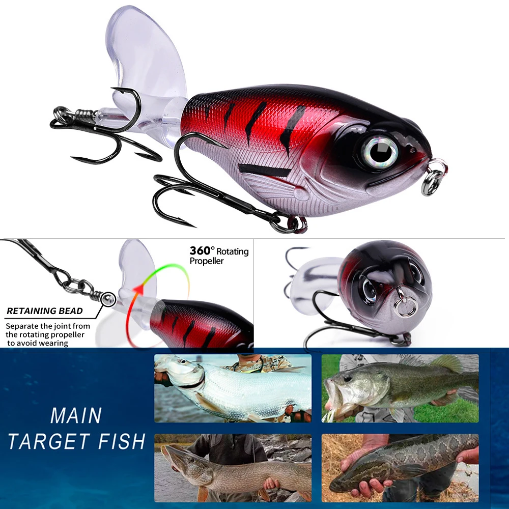 Whopper-señuelo de Pesca flotante, 1 piezas, 11,5g/16g, cebo duro Artificial, Wobbler, cola giratoria, aparejos de Pesca, ojos 3D - imagen 4