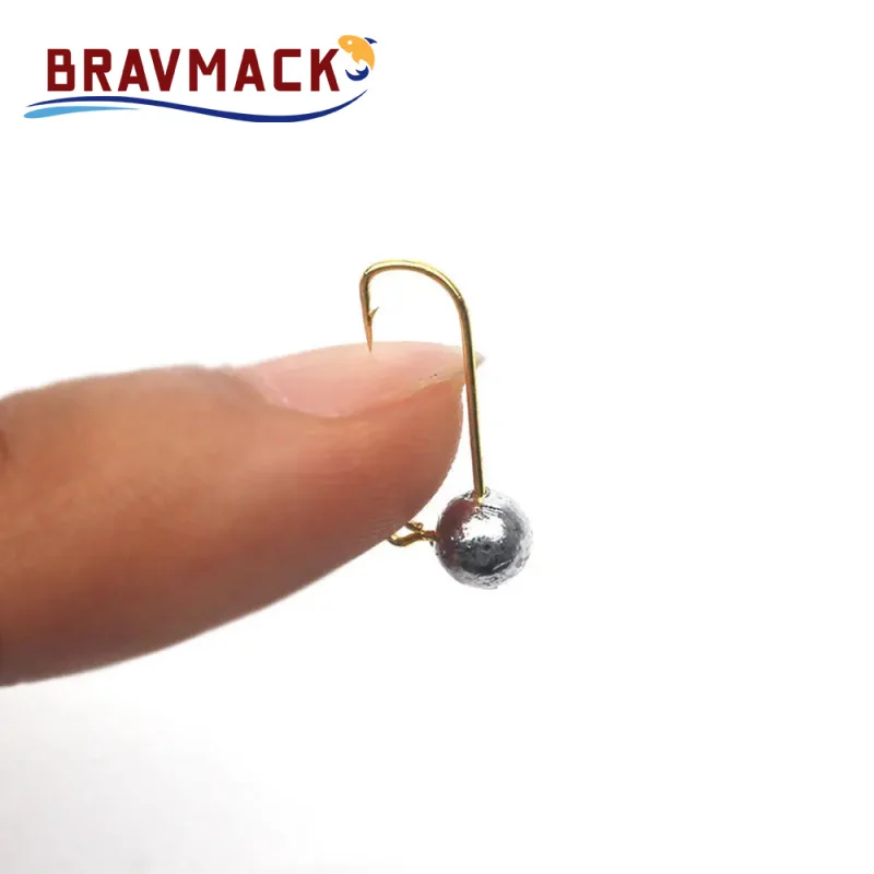 10 unids/lote Mini anzuelos de púas con cabeza de Color dorado, anzuelo con cabeza de plomo, señuelos con cabeza de plantilla, señuelos blandos, anzuelo de pesca, anzuelos de pesca - imagen 3