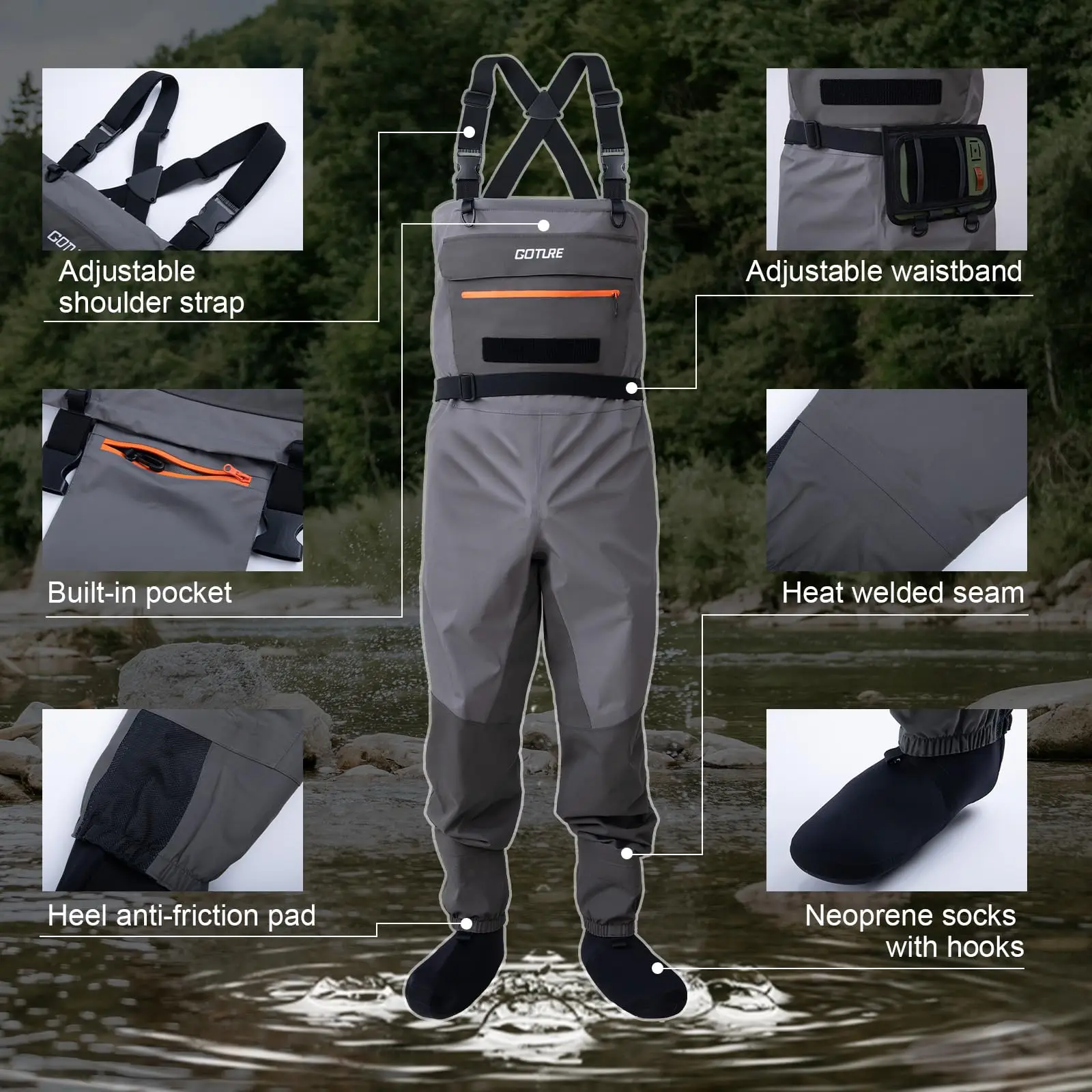 Goture Wader Transpirable Multicapa Cremallera Pecho - Botas Pesca - imagen 2