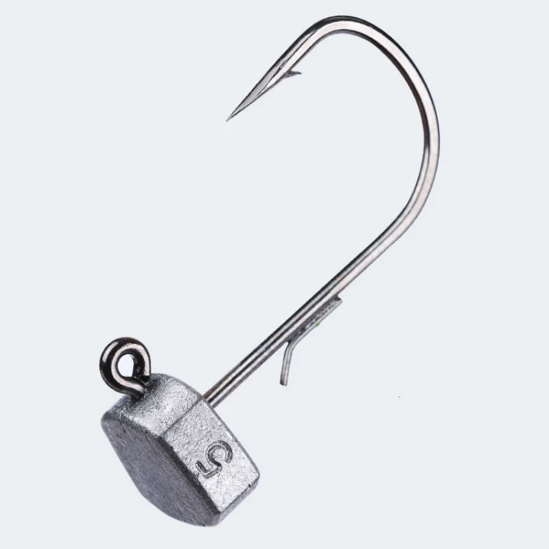 Pesca NED Jig Head Hook Tumbler Roly-poly soporte cabeza ganchos flotador camarones cebo suave anzuelo largo elenco bajo lote 10 piezas