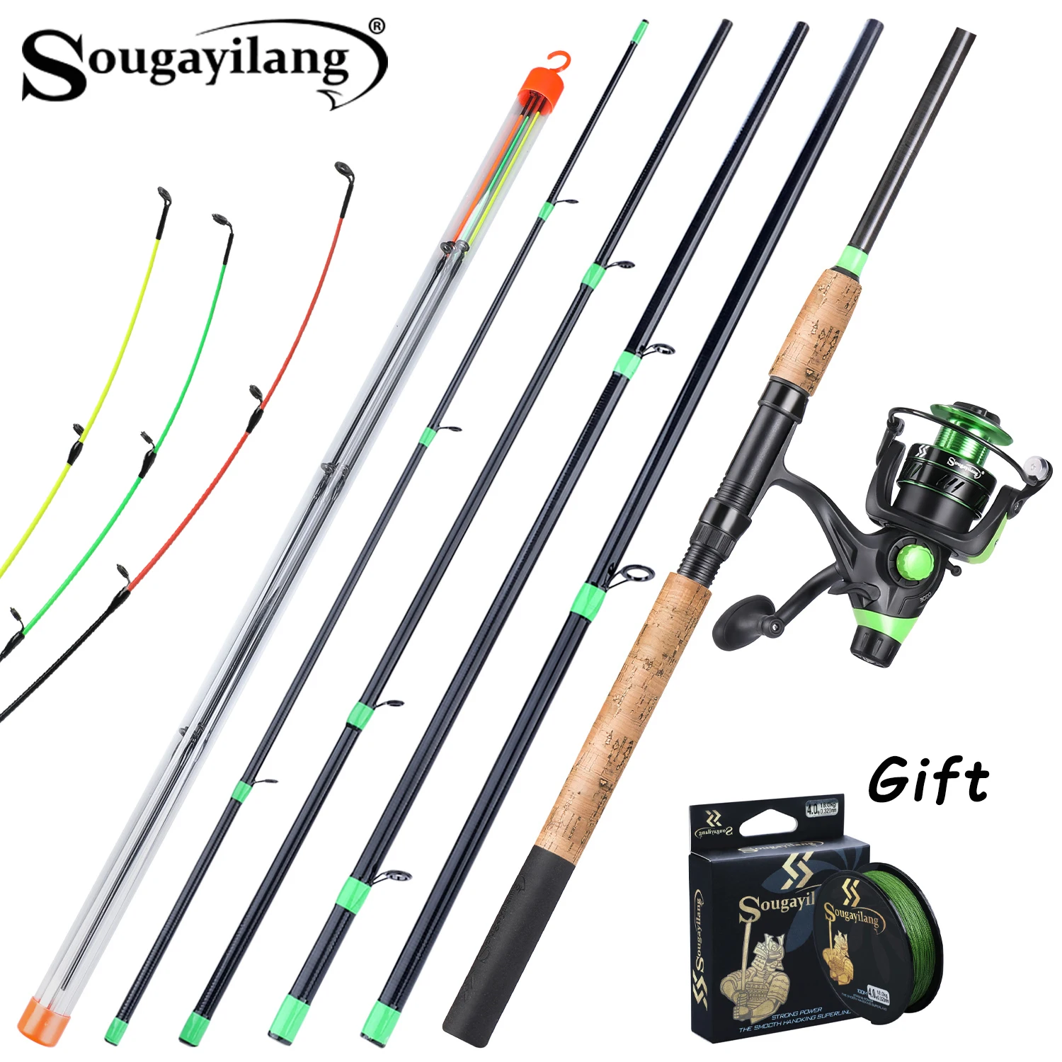 Sougayilang combo caña carbono carrete y señuelo - imagen 2