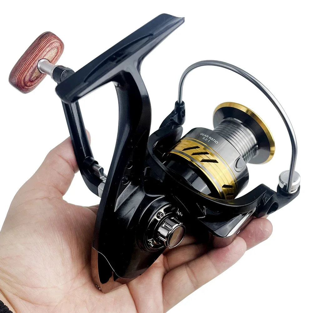 DH carretes giratorios para pesca de agua dulce y salada, bobina de Metal ultraligera, suave y resistente, alta velocidad, arrastre máximo de 8KG - imagen 5